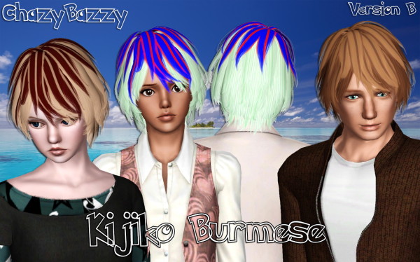 Kijiko`s Burmese hairstyle retextured by Chazy Bazzy for Sims 3
