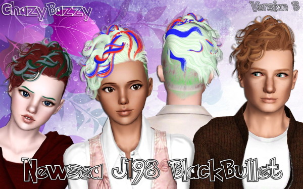 Newsea`s J198 Black Bullet hairstyle retextured by Chazy Bazzy for Sims 3