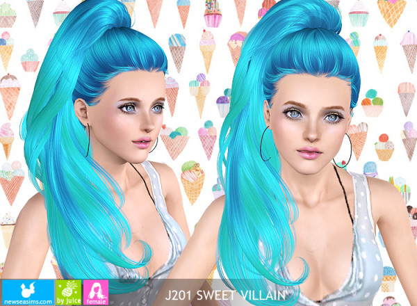 J201 Sweet Villain huge ponytail hairstyle by NewSea for Sims 3