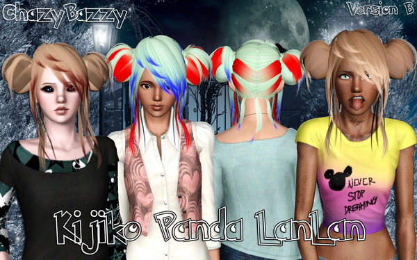 Kijiko`s Panda LanLan hairstyle retextured by Chazy Bazzy for Sims 3