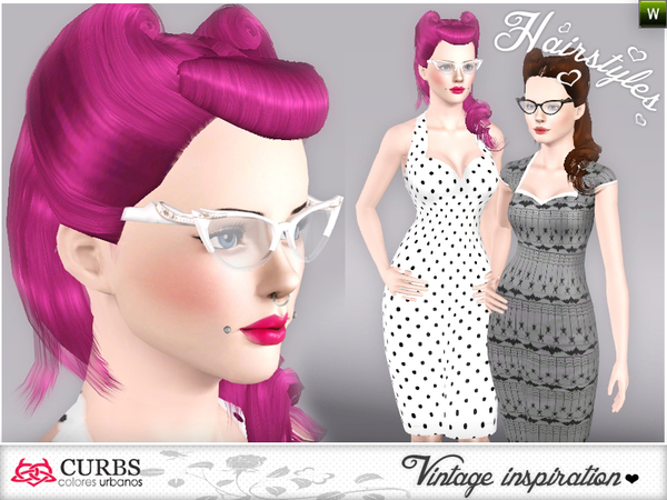 Vintage hairstyles 07 by Colores Urbanos for Sims 3
