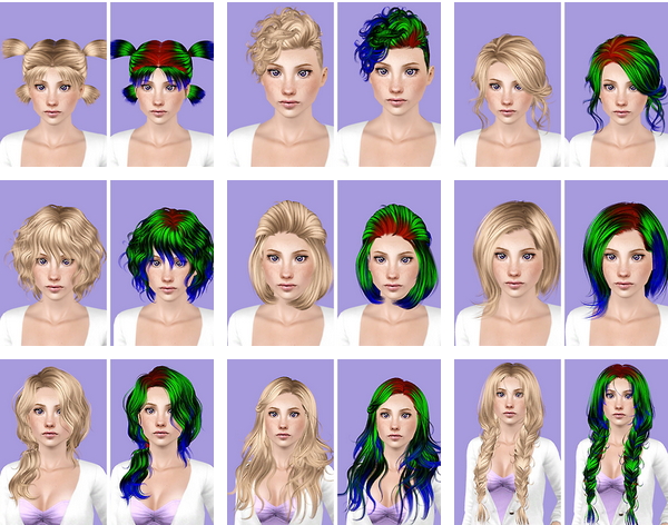 Newsea`s Hair Dumb retextured by plumb bombs for Sims 3