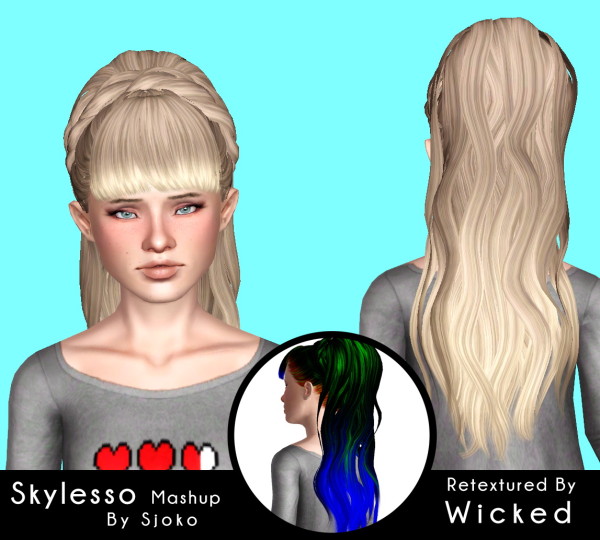 Skysims and Alesso Mashup hairsyle retextured by Magically for Sims 3