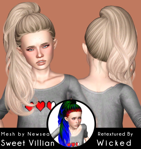 Newsea`s Sweet Villain hairstyle retextured by Magically for Sims 3