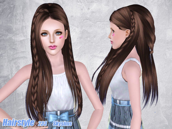 Braided hairstyle 233 by Skysims for Sims 3