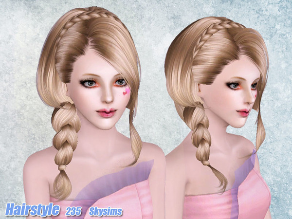 Braided crown and tail hairstyle 235 by Skysims for Sims 3