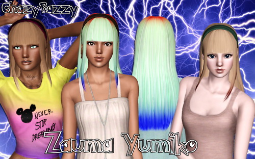 Zauma`s Yumiko Hairstyle Retextured By Chazy Bazzy Sims 3 Hairs