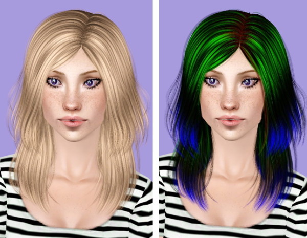 Cazy`s 112 Autumn Wind long and short hairstyle retextured by Plumb Bombs for Sims 3