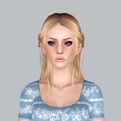 Pulled back Ponytail hairstyle retextured by Plumb Bombs - Sims 3 Hairs