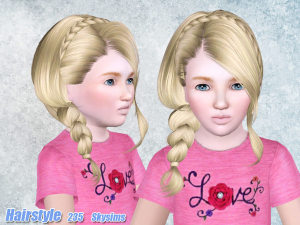 Braided crown and tail hairstyle 235 by Skysims for Sims 3