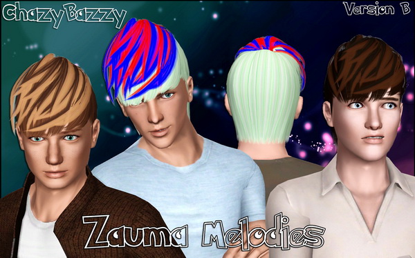 Zauma’s Melodies hairstyle retextured by Chazy Bazzy for Sims 3