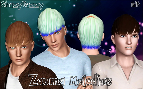 Zauma’s Melodies hairstyle retextured by Chazy Bazzy for Sims 3