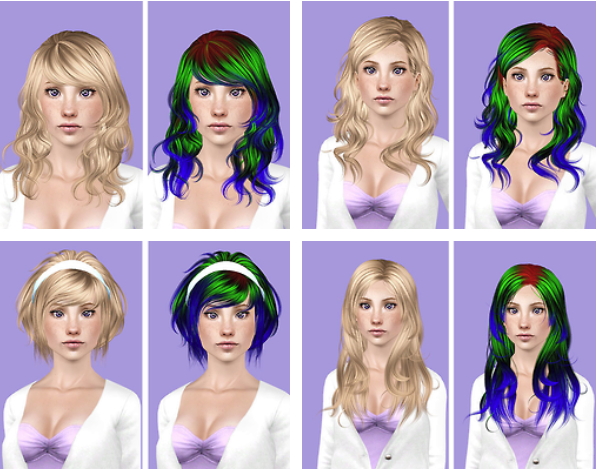 Newsea Eyes on Me, Matcha, Lilac Fog  Wings and Jordan hairstyle retextured by plumb bombs for Sims 3