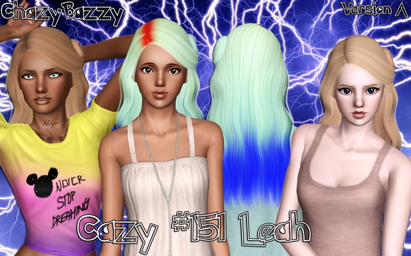 Cazy 151 Leah hairstyle retextured by Chazy Bazzy for Sims 3