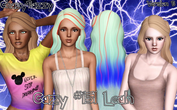 Cazy 151 Leah hairstyle retextured by Chazy Bazzy for Sims 3