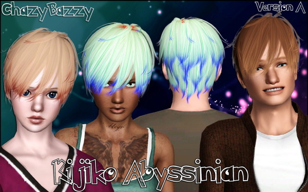 Kijiko Abyssinian hairstyle retextured by Chazy Bazzy for Sims 3