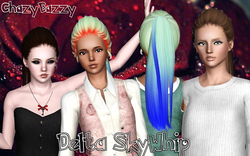 Delta SkyWhip hairstyle retextured by Chazy Bazzy for Sims 3
