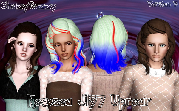 Newseas J197 Uproar hairstyle retextured by Chazy Bazzy for Sims 3