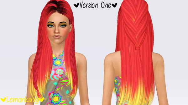 Skysims 233 hairstyle retextured by Lemonkixxy for Sims 3