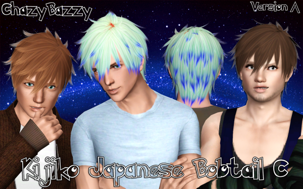 Kijiko Japanese Bobtail C hairstyle retextured by Chazy Bazzy for Sims 3