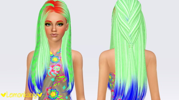 Skysims 233 hairstyle retextured by Lemonkixxy for Sims 3