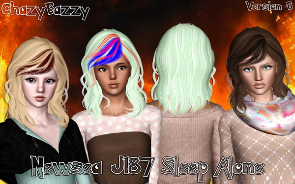 Newsea J187 Sleep Alone hairstyle retextured by Chazy Bazzy for Sims 3
