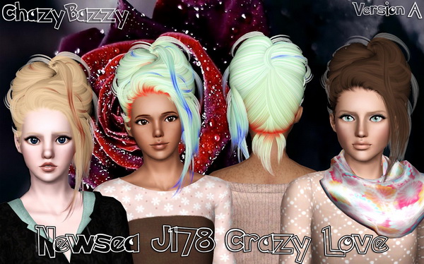 Newsea J178 Crazy Love hairstyle retextured by Chazy Bazzy for Sims 3