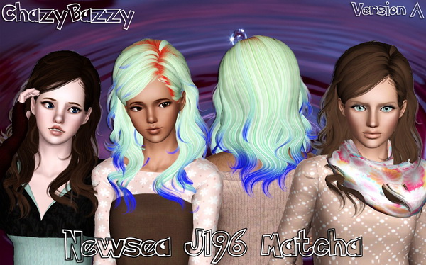 Newsea’s J196 Matcha hairstyle retextured by Chazy Bazzy for Sims 3