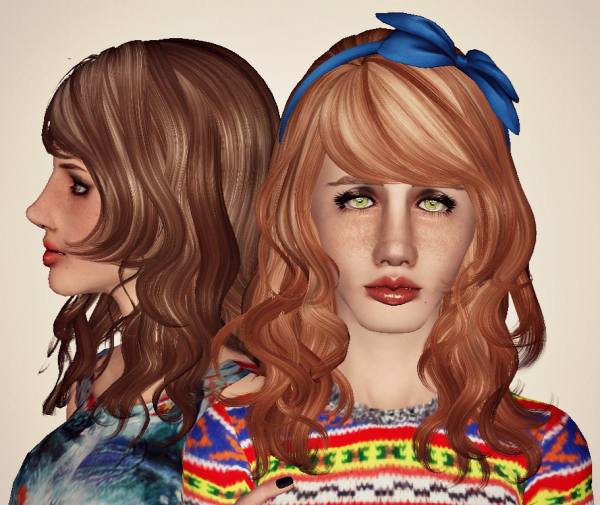Newsea’s Eyes On Me hairstyle retextured by Marie Antoinette for Sims 3