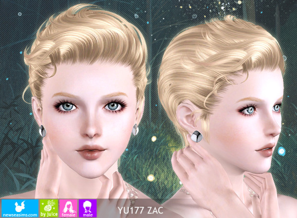 Combed back hairstyle YU177 by NewSea for Sims 3