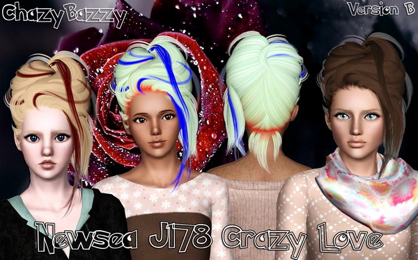 Newsea J178 Crazy Love hairstyle retextured by Chazy Bazzy for Sims 3