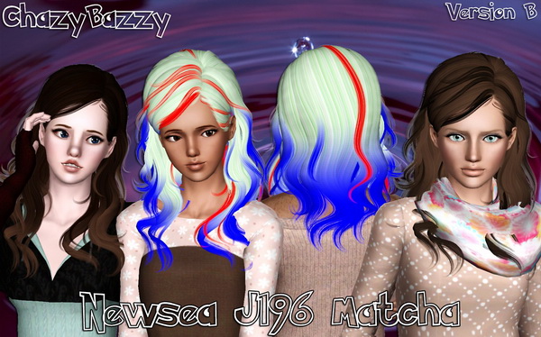 Newsea’s J196 Matcha hairstyle retextured by Chazy Bazzy for Sims 3