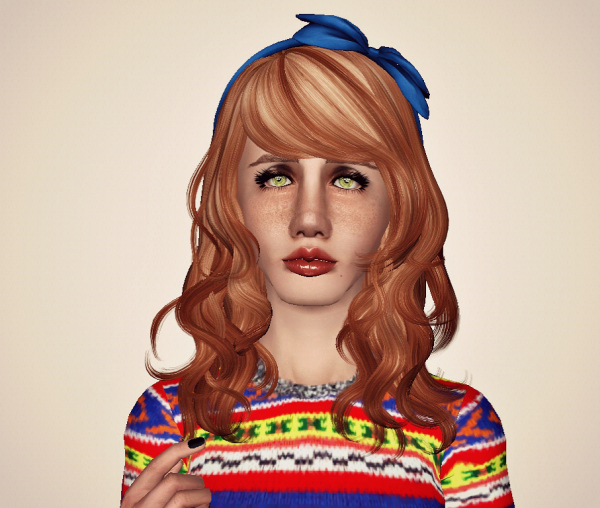 Newsea’s Eyes On Me hairstyle retextured by Marie Antoinette for Sims 3