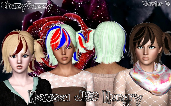 Newsea`s J180 Hungry hairstyle retextured by Chazy Bazzy for Sims 3