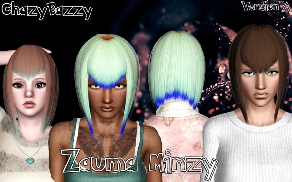 Zauma`Minzy hairstyle retextured by Chazy Bazzy for Sims 3