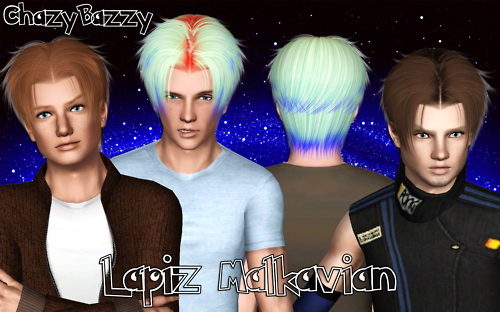 Lapiz’s Malkavian hairstyle retextured by Chazy Bazzy for Sims 3