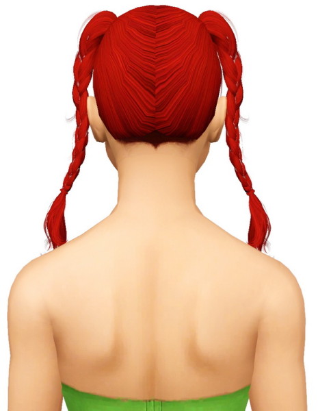 Momo Cute Braided Pigtails hairstyle retextured by Pocket for Sims 3