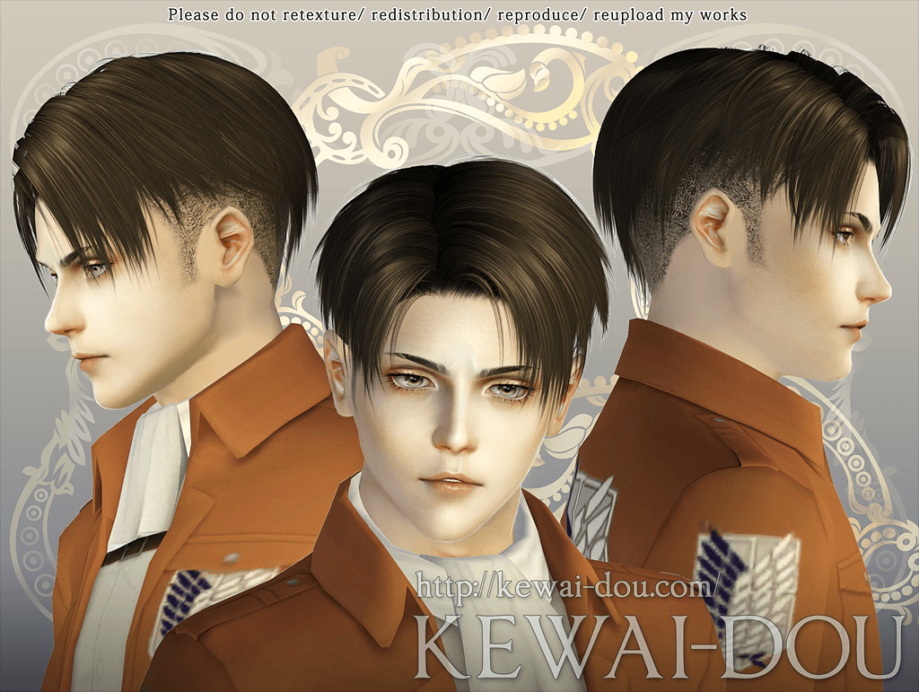 Levi - Shaved hairstyle by Kewai Dou for Sims 3. CC Caboodle. 