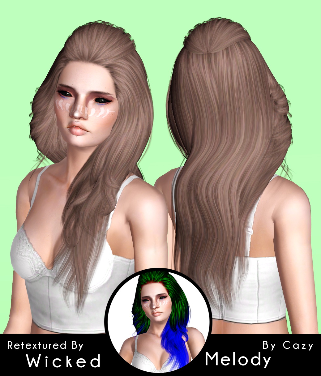 Cazy`s Leah & Melody hairstyle retextured by Wicked - Sims 3 Hairs