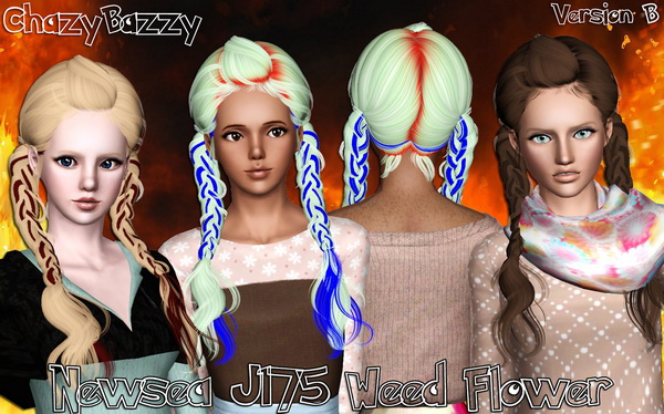 Newsea`s J175 Weed Flower hairstyle retextured by Chazy Bazzy for Sims 3