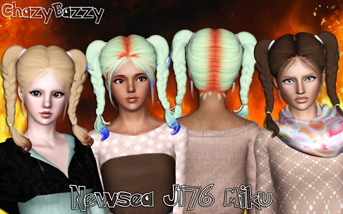 Newsea J176 Miku hairstyle retextured by Chazy Bazzy for Sims 3
