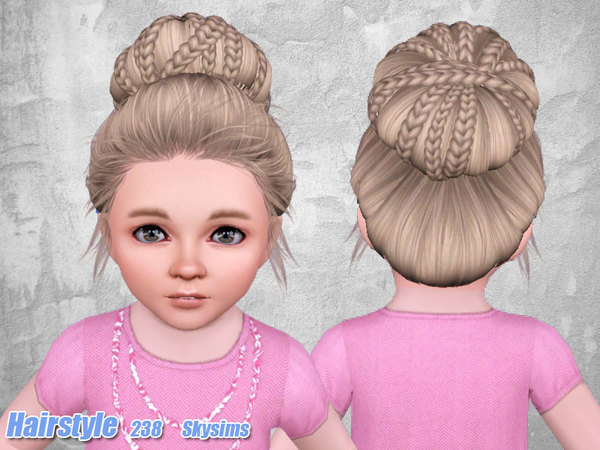 Braided bun hairstyle 238 by Skysims for Sims 3