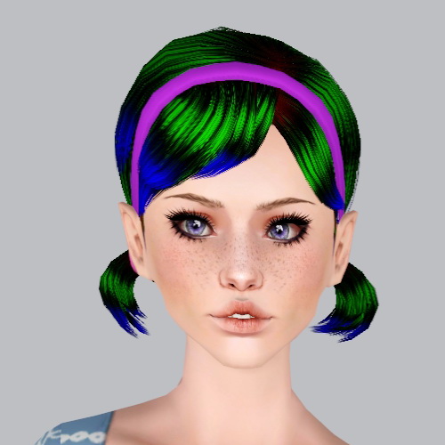 EA Perfect Pigtail hairstyle retextured by Plumb Bombs for Sims 3