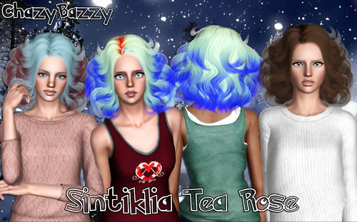 Sintiklia `s Tea Rose hairstyle retextured by Chazy Bazzy for Sims 3