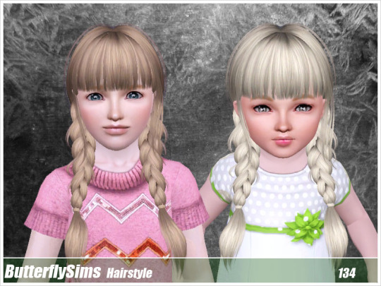 Two braids hairstyle 134 by Butterfly Sims - Sims 3 Hairs