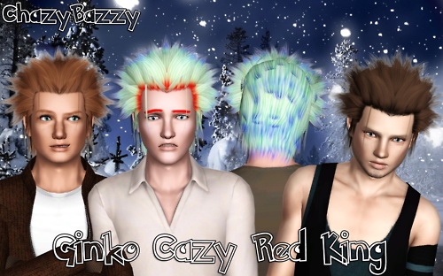 Ginko Cazy Red King hairstyle retextured by Chazy Bazzy for Sims 3