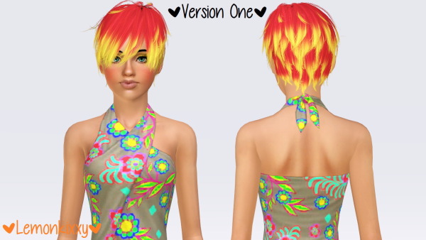 Kijiko Abyssinian hairstyle retextured by Lemonkixxy for Sims 3