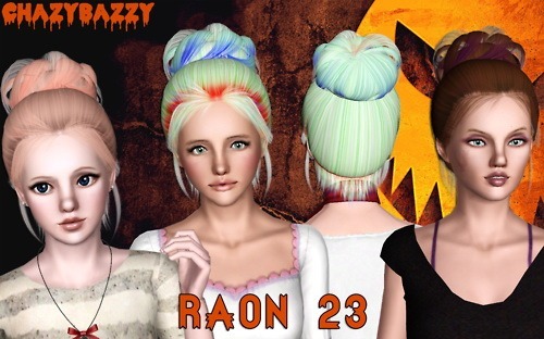 Raonjena 23 hairstyle retextured by Chazy Bazzy for Sims 3