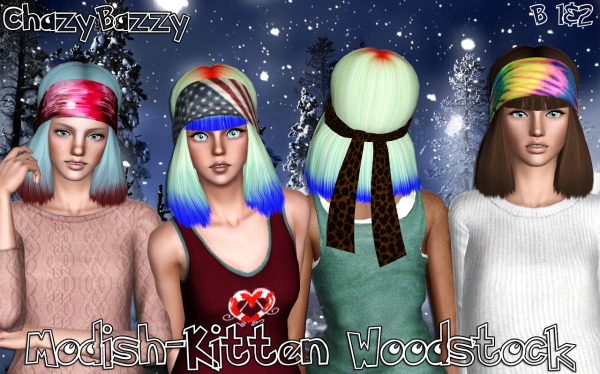 Modish Kitten Woodstock hairstyle retextured by Chazy Bazzy for Sims 3