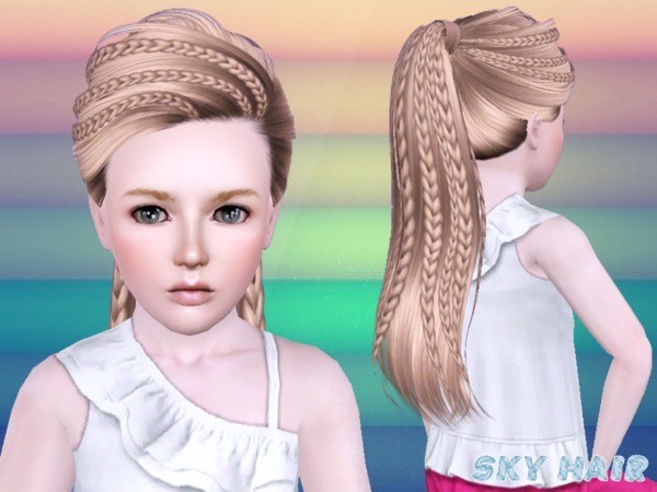 Braided stripes ponytail hairstyle 243 by Skysims by The Sims Resource for Sims 3